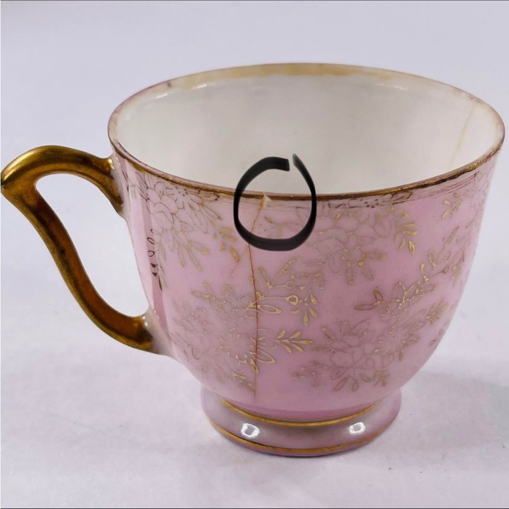 VTG Demitasse Fine China Pink Tea Cup & Saucer Dainty Gold Rim Floral Japan - Picture 10 of 11